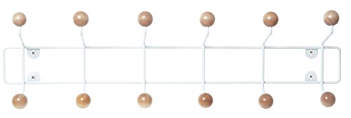 Pt, PT2456 Saturnus XL - Perchero de pared (metal blanco, bolas de madera, 15 x 53,5 x 10 cm), color beige