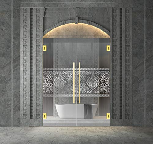 Puerta de cristal para interior Evona Duo de 8 mm de grosor, cristal templado de seguridad de 8 mm de grosor, nano revestido, acabado de latón dorado con brillo de espejo, dorado