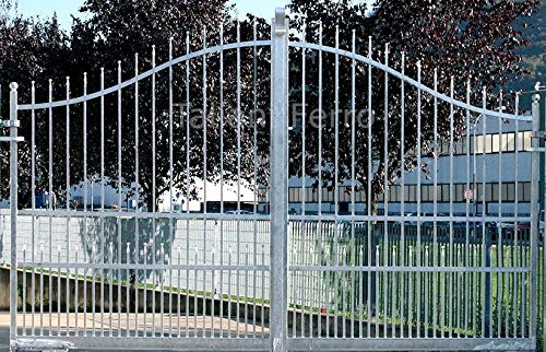 Puerta de doble puerta galvanizada en caliente de hierro macizo (no incluye columnas) 3000 x 2306 mm. Taliani Ferro (Kit de accesorios incluido)