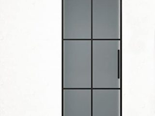 Puerta de Paso Herraje Puerta Corredera Modelo PORTAL 75CM Ancho Rail Puerta Corredera para 220CM Altura Color Negro Mate