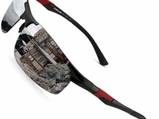 PUKCLAR - Gafas de sol deportivas polarizadas para hombres y mujeres, gafas de sol para conductores, Al-Mg, metal rectangular, montura Cat 3 CE