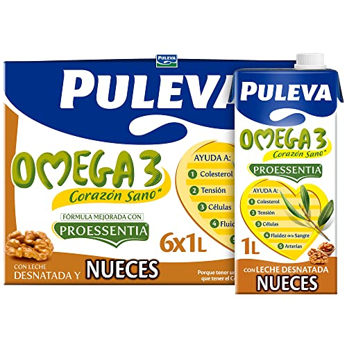Puleva Omega 3 Leche con Nueces, 6 x 1L