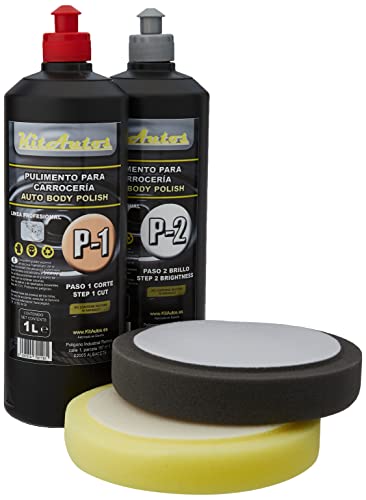 Pulimento para carrocerias 1kg de corte + un kg de brillo + esponjas de pulir 150mm.