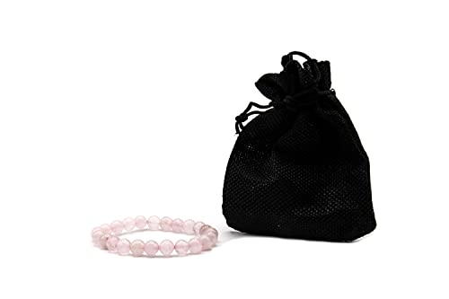 Pulsera Cuarzo Rosa - Pulsera Piedras Naturales - Pulseras para parejas - Chakras - Pulsera Mujer con Bolsa Regalo - Pulsera Energética - Pulsera Curativa - Pulsera onix - Estrés Ansiedad
