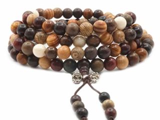 Pulsera de Cuentas Tibetanas de Madera de 8 mm, 108 Cuentas de Oración Lama Budista Buda Meditación Pulsera/Collar