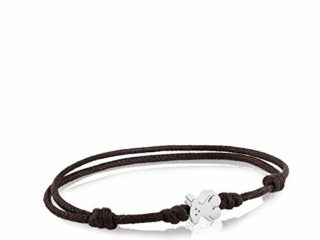 Pulsera TOUS Super Micro con cordón en color marrón y acero inoxidable.