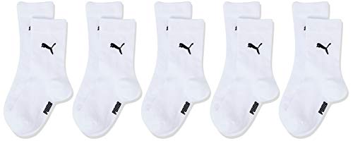 PUMA Easy Rider Kids Crew-Calcetines (5 Unidades), Blanco, 27-30 (Pack de 5) Unisex niños