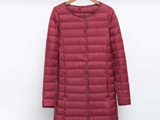 Pure Color Down Jacket Women's Long Duck Down Jacket Women's Light and Warm Slim Light Ladies Jacket (Color : B Size : Medium) (C X)