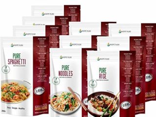 PurePasta Konjac Sin Gluten Tallarines - Arroz - Espaguetis 10 Pack * 200 g | Shirataki Con Harina Gluten Free Con La Pasta Y Arroz Contra Intolerancia Gluten | Bajo En Calorias Y Carbohidratos