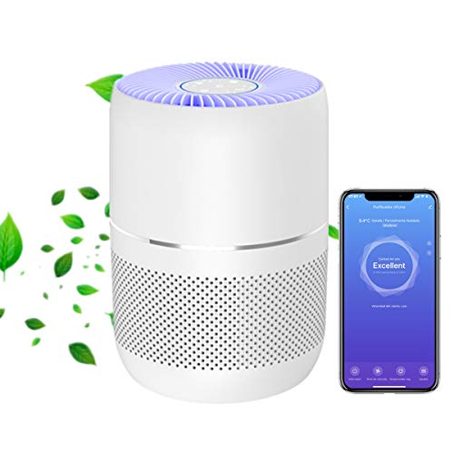 Purificador de Aire con filtro Hepa H13, 30m² CADR 125m³/h. WIFI compatible APP Smart Life, Alexa & Google Home. Elimina Alérgenos, Humo y agentes biológicos. Y Aromaterapia.