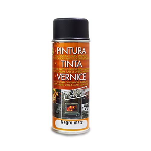 pyro feu 24950-6 Pintura Termica 900º C Negro Mate, Acero Inoxidable, 400 ml (Paquete de 1)