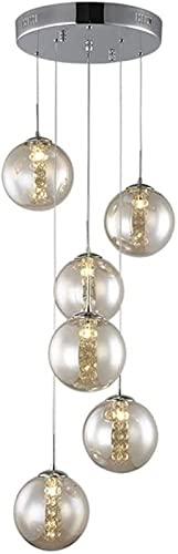 QHCS Araña Luz de Techo Escalera Araña Larga Edificio dúplex Araña Grande Sala de Estar Villa Hueco Luz de Escalera Moderna Luz Colgante Larga 30x150cm Lámpara de decoración (Color: Champán)