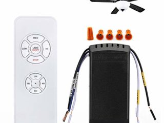 QIACHIP Inalámbrico Control Remoto Ventilador De Techo Universal CON 3 Velocidades Y Control De Luz, 4 Temporizadores Fan Lámpara Mando A Distancia Control Kit 220V Para Hogar Oficina Dormitorio