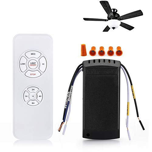 QIACHIP Inalámbrico Control Remoto Ventilador De Techo Universal CON 3 Velocidades Y Control De Luz, 4 Temporizadores Fan Lámpara Mando A Distancia Control Kit 220V Para Hogar Oficina Dormitorio