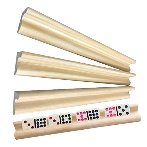 qianele 4 bandejas dominó soportes dominó de madera para dominó azulejos dominó tren mexicano Mahjong niños mayores adultos jugadores profesionales