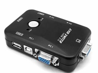 QiCheng & LYS Conmutador de Teclado Conmutador KVM 2 Puertos y 3 Cables USB VGA KVM VGA Raton y Teclado, Plug and Play