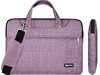 Qishare 11,6-12 pulgadas multifuncional portátil hombro bolsa maletín portátil de ordenador portátil caso portador de la ordenador portátil Messenger caso(11,6-12 pulgadas,Líneas púrpuras)