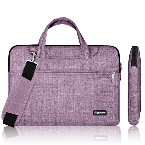 Qishare 11,6-12 pulgadas multifuncional portátil hombro bolsa maletín portátil de ordenador portátil caso portador de la ordenador portátil Messenger caso(11,6-12 pulgadas,Líneas púrpuras)