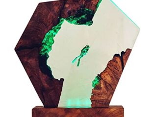 QKFON Lámpara de buceo grande, de madera epoxi, para buzo, USB, colorido, RGB, de resina, de buceo, lámpara de noche, decorativa para oficina, hogar, sala de estar, fiesta, dormitorio, decoración