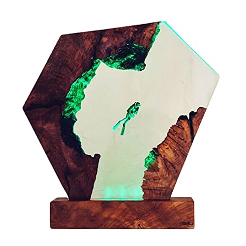 QKFON Lámpara de buceo grande, de madera epoxi, para buzo, USB, colorido, RGB, de resina, de buceo, lámpara de noche, decorativa para oficina, hogar, sala de estar, fiesta, dormitorio, decoración