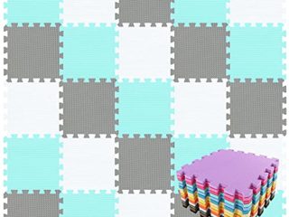 qqpp Alfombra Puzzle para Niños Bebe Infantil - Suelo de Goma EVA Suave. 18 Piezas (30 * 30 * 1cm), Blanco,Verde,Gris. QQC-AHLb18N