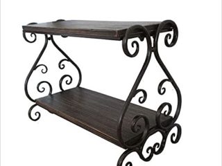 QUANLI Estante de zapatos de hierro forjado vintage de dos pisos Banco de entrada para el hogar, estante de almacenamiento de zapatos para el pasillo, sala de estar