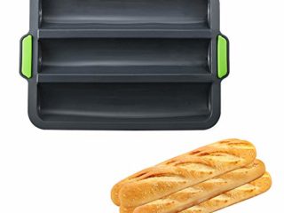 QUCUMER Moldes Silicona para Barras de Pan Bandeja para Hornear Baguette Bandeja Silicona Molde Pan Frances Bandeja Baguette Horno Molde para Barras de Pan, Antiadherente, Fácil de Desmoldar