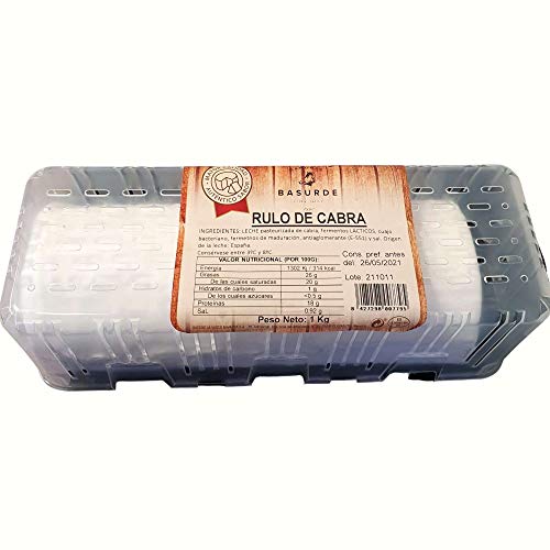 Queso Rulo de Cabra - Peso del Producto 1 Kilo por Unidad - Queso de Cabra Alto en Nutrientes - Producto con Bajo Contenido en Grasas - Ideal para Ensaladas (1 Rulo de Cabra)