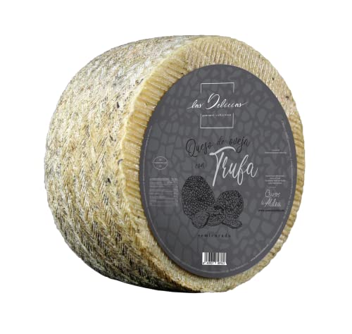 QUESOS LA ALDEA | Queso Artesano de Oveja Semicurado | Con Trufa | Cuña de 0,75 kg | Kits y Packs de Quesos | Disponible: Entero, en Cuartos o Mitades
