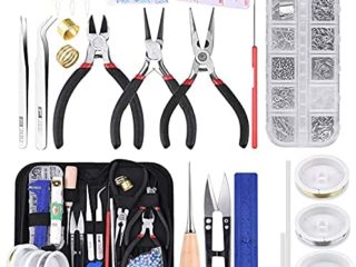 Queta Kit de DIY Herramientas de fabricación de Joyas, Herramientas para Hacer Exquisitos Pendientes, con 2 Rollos de Línea de Cristal Elástico y Perlas de Colores, para Hacer Joyas y Reparación (1)