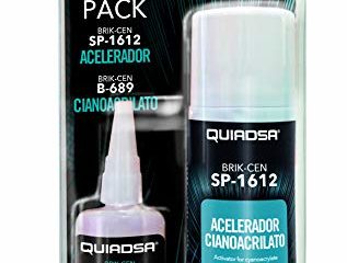 Quiadsa Pack: SuperAdhesivo de Cianoacrilato B-689 tipo gel especial madera + Acelerador de Fraguado Rápido SP-1612