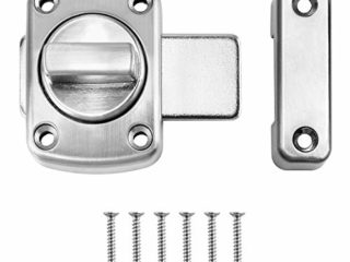 QWORK Cerradura Giratoria de Puerta, Cerrojo Puerta de Seguridad de Acero Inoxidable, Pestillo Antirrobo para Puerta de Baño Armario, Plata