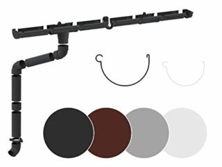 RAINWAY Juego completo de canalones de PVC (1 lado del techo) en 4 colores, recomendado para techos > 100 m² (juego para mín. 10 metros, marrón), canalones de PVC de plástico