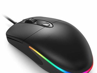 Ratón Silencioso con Cable para Juegos, Ratón Retroiluminados, 7 Modos de Iluminación RGB, 1600 dpi, Ratones Portátil USB para PC, Laptop, Windows,Negro