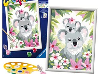 Ravensburger, CreArt, Koalas Adorables, Kit de Pintura, Pintar por Números, Juego Creativo para Niños y Niñas, 2 Pinceles y 1 Marco, Edad Recomendada 9+