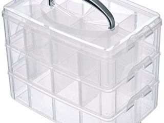 Rayher Caja clasificadora con asa, Surtido, 3 compartimentos, 23,1x15,6x18,5cm