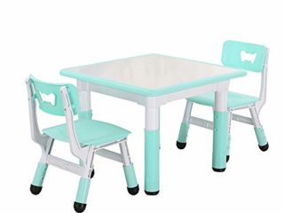 RBH Juego de Mesa de Estudio para niños Mesa de plástico para niños y 2 sillas, Kinder Puede Levantar Mesa y sillas Inicio Mesa de Estudio para niños y Silla 60 * 60 cm