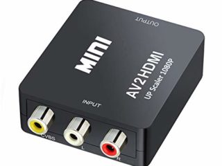 RCA a HDMI, QGECEN Adaptador AV a HDMI de Audio y Video Soporte 1080P con Cable de Alimentación USB para WII PS2 Gamecube VHS Camara Laptop DVD Proyector