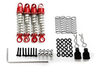 RCAWD amortiguador de choque del amortiguador delantero/trasero de aleación para 1/24 axial SCX24 rastreadores tipo llenado de aceite pieza mejorada 4 piezas (rojo)