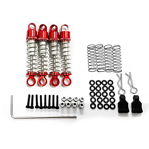 RCAWD amortiguador de choque del amortiguador delantero/trasero de aleación para 1/24 axial SCX24 rastreadores tipo llenado de aceite pieza mejorada 4 piezas (rojo)