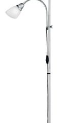 Reality Erzwo - Lámpara de pie con interruptor de cable y pie. Necesarias bombilla superior E27 de máximo 150 W y bombilla en lector E14 de máximo 40W excluidas, atenuación, metal