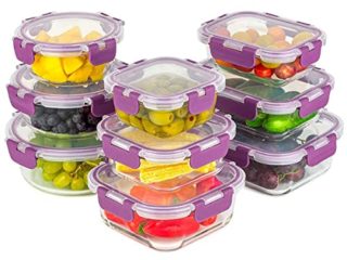 Recipientes de Cristal Para Alimentos - 18 Piezas (9 recipientes y 9 tapas) - Apto para lavavajillas, Microondas y congelador - a prueba de fugas y sin BPA - Aprobado por la FDA y el FSC