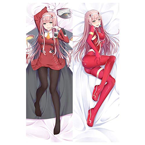 redCherry Anime Cuerpo Funda de Almohada Melocotón Piel Doble Cara Manta Funda Almohada Funda de Cojín - Darling en la Franxx, 15.7x47inch