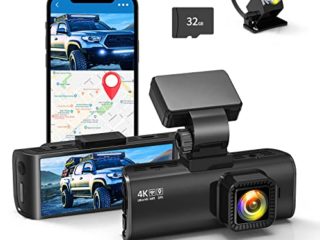 REDTIGER 4K Dashcam con WiFi y GPS Cámara de Coche Gran Angular 170°+140°, Dash CAM Pantalla IPS de 3.16",Visión Nocturna,Grabación en Bucle,Monitor de Aparcamiento,256GB MAX