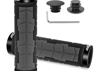 REETEE Puños Bicicleta Montaña Antideslizante Caucho Puños Manillar Bicicleta, Aluminio Doble Bloqueo de 22mm Mango para Bicicleta Puños MTB Ergonomicos para Bici Plegable, BMX,Scooter Puños (Gray)