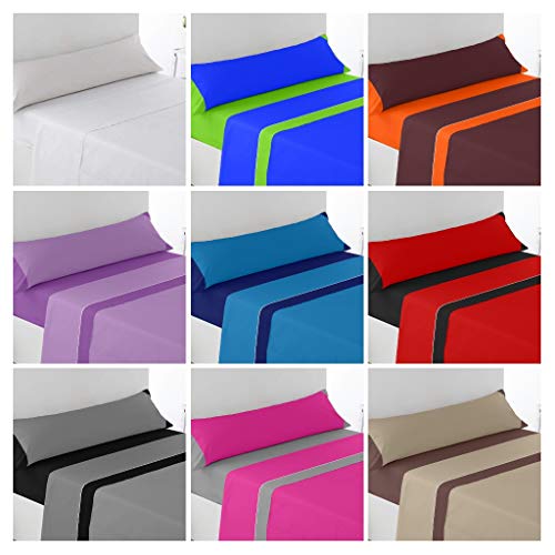 Regalitostv -Summer Colors-* Juego SÁBANAS DE Verano Lisas (3 Piezas) (Gris/Negro, 105_x_200_cm (Cama Cuerpo Y Medio))