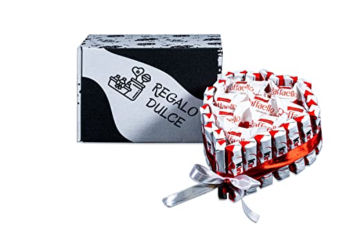 REGALO DULCE Tarta de chocolate kinder para regalar, cesta kinder regalo con chocolatinas kinder, caja kinder bueno regalo en forma de corazón, 17x15 cm (KINDER RAFFAELLO)