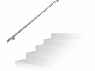 Relaxdays 10020765_633 Pasamanos Escalera con Soportes Y Tacos Metálicos, Plateado, 200 cm