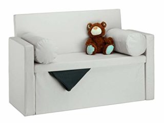 Relaxdays Baúl Almacenamiento Plegable con Respaldo, Lino, Crema, 75 x 115 x 47 cm