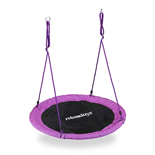Relaxdays Columpio Jardín Nido de Altura Ajustable para Niños y Adultos, hasta 100 kg, Morado, ø 110 cm, Juventud Unisex
